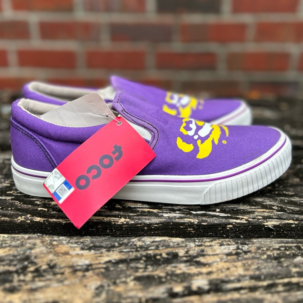 NWT FOCO Louisiana State University LSU Tigers NCAA Sz 9 Slip On Canvas Shoes G7